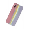 Samsung Galaxy A03S Kılıf Ebruli Lansman Silikon - Pembe-Lila