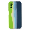 Samsung Galaxy A03S Kılıf Ebruli Lansman Silikon - Yeşil-Koyu Yeşil