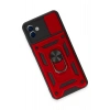 Samsung Galaxy A04E Kılıf Pars Lens Yüzüklü Silikon - Kırmızı