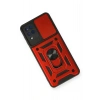 Samsung Galaxy A12 Kılıf Pars Lens Yüzüklü Silikon - Kırmızı