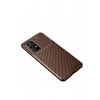 Samsung Galaxy A72 Kılıf Auto Focus Karbon Kapak - Kahverengi