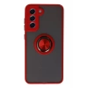 Samsung Galaxy S21 FE Kılıf Montreal Yüzüklü Silikon Kapak - Kırmızı