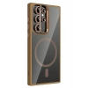 Samsung Galaxy S23 Ultra Remim Lensli Magsafe Standlı Kapak - Kahverengi