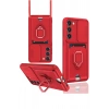 Samsung Galaxy S24 Plus Kılıf Zuma Kartvizitli Yüzüklü Silikon - Kırmızı