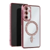 Samsung Galaxy S25 Kılıf Joke Simli Magneticsafe Kılıf - Pembe