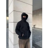 Samuray Ninja Çift Kapşonlu ZIP Fermuarlı Kanguru Çepli Tam Fermuarlı Hoodie  sweatshirt - Siyah