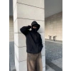 Samuray Ninja Çift Kapşonlu ZIP Fermuarlı Kanguru Çepli Tam Fermuarlı Hoodie  sweatshirt - Siyah