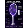 Şarjlı Sinek Öldürücü Sivrisinek Raketi Elektrikli Karasinek Haşere Kovucu Mor Işıklı Sineklik Aleti