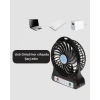 Şarjlı Usb Fan – Masaüstü Mini Vantilatör, Taşınabilir, Işıklı, 3 Kademeli, Sessiz