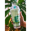 Sevimli Dino Temalı Çift Katman 450 ml Suluk Pipetli Mika Matara Yeşil 2769