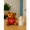 Sevimli Mini Peluş Ayıcık ve Mini Melek Kar Küresi Set Kahverengi