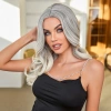 Siyah Beyaz Platin Ombre ve Röfleli Tül Peruk
