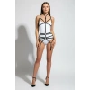 Siyah Body Harness Boyun Detaylı Ayarlanabilir Vücut Jartiyeri - Brf262