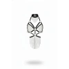 Siyah Body Harness Choker Yaka Zincir Detaylı Vücut Aksesuarı - Brf1397