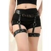 Siyah Deri Jartiyer Harness - Brf804