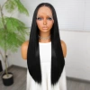 Siyah Fiber Sentetik Düz Tül Peruk