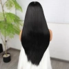 Siyah Fiber Sentetik Düz Tül Peruk