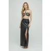 Siyah Göğüs Harness Deri Kafes Detaylı Bralet - Brf224