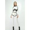 Siyah Göğüs Harness Deri Tokalı Vücut Korse - Brf1402