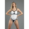 Siyah Harness Takım Deri O-halka Detaylı Vücut Aksesuarı - Brf1101