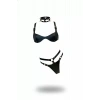 Siyah Harness Takım Deri Zımbalı Halkalı Bralet Seti - Brf1298