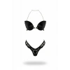 Siyah Harness Takım Suni Deri Zincir Detaylı Bralet - Brf1223