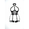 Siyah Jartiyer Harness Deri Vücut Korse Tokalı - Brf1302