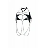 Siyah Kadın Kemer Zincir Detaylı Vücut Harness - Brf1162