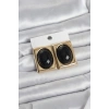 Siyah Kare Model Vintage Gold Renk Kadın Küpe - TJ-BKP11672