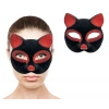 Siyah Kırmızı Simli Süet Kedi Maskesi