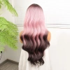 Siyah Pembe Ombre Fiber Sentetik Tül Peruk