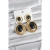 Siyah Sallantılı Damla Model Gold Renk Vintage Kadın Küpe - TJ-BKP11669
