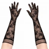 Siyah Uzun Gül Desenli Dantel Kadın Eldiveni