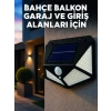 Solar Led Bahçe Aydınlatma Lambası 3 Işık Modlu Sensörlü Duvar Tipi Dış Mekan