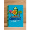 Surfing in California Temalı Spiralli Çizgili Defter – 80 Yaprak, 160 Sayfa (18 x 24 cm)