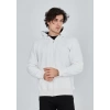 Tam Fermuarlı Kapşonlu  SweatShirt - Beyaz -