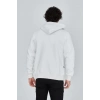 Tam Fermuarlı Kapşonlu  SweatShirt - Beyaz -