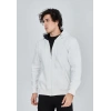 Tam Fermuarlı Kapşonlu  SweatShirt - Beyaz -