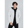 Tam Fermuarlı Kapşonlu  SweatShirt - Beyaz -