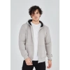 Tam Fermuarlı Kapşonlu  SweatShirt - Boyalı Gri
