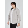 Tam Fermuarlı Kapşonlu  SweatShirt - Boyalı Gri
