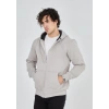 Tam Fermuarlı Kapşonlu  SweatShirt - Boyalı Gri