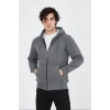 Tam Fermuarlı Kapşonlu  SweatShirt - Füme -