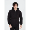 Tam Fermuarlı Kapşonlu  SweatShirt - Siyah -