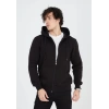 Tam Fermuarlı Kapşonlu  SweatShirt - Siyah -