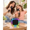 Taşıma Askılı Siyah Led Işıklı Bluetooth Hoparlör Çift Mikrofonlu Karaoke Seti