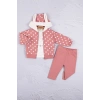 Tavşan Kulaklı Puanlı 3lü Kız Bebek Takım