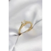 Tek Taş Gold Renk Zirkon Taşlı Model Kadın Yüzük - TJ-BYK4105