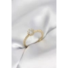 Tek Taş Model Gold Renk Zirkon Taşlı Kadın Yüzük - TJ-BYK4088