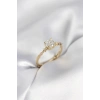 Tek Taş Model Zirkon Taşlı Gold Renk Kadın Yüzük - TJ-BYK3993
